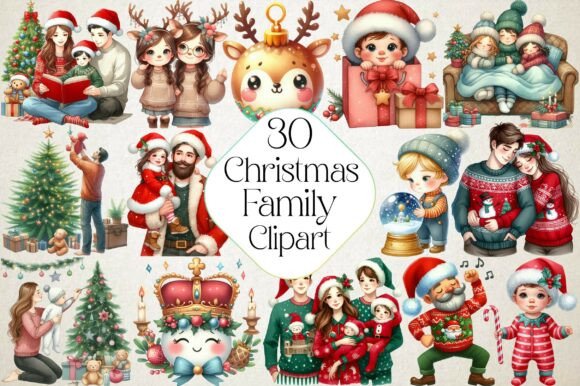 Christmas Family Bundle: Festive Illustrations for Crafters