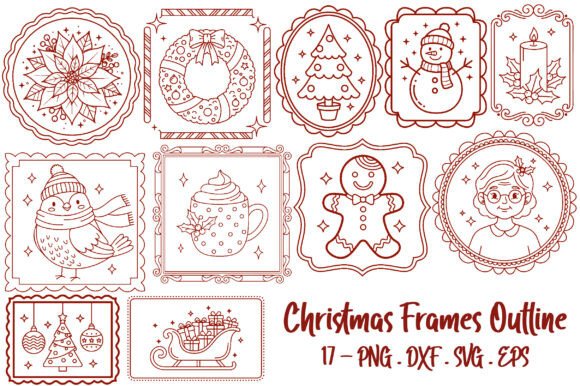 Christmas Frames Outline: Illustrations for Blogs