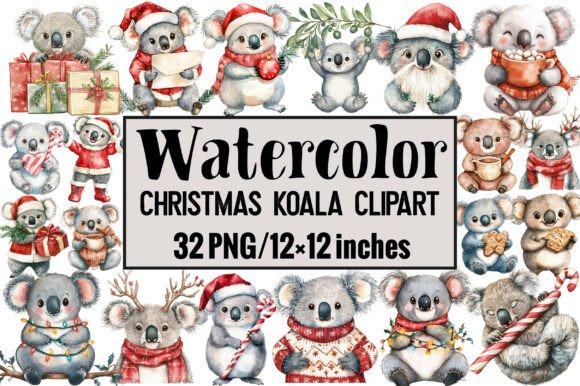 Christmas Koala Clipart: Illustrations for Sellers