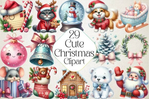 Cute Christmas Clipart Watercolor Illustrations Review