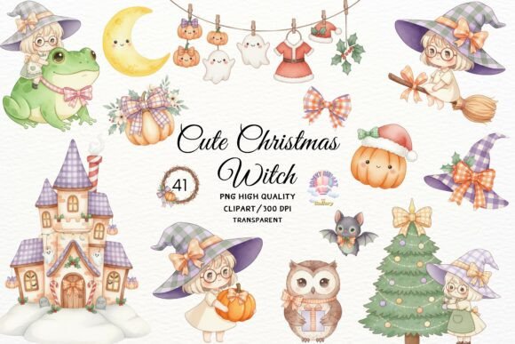Cute Christmas Witch Clipart: Illustrations Review