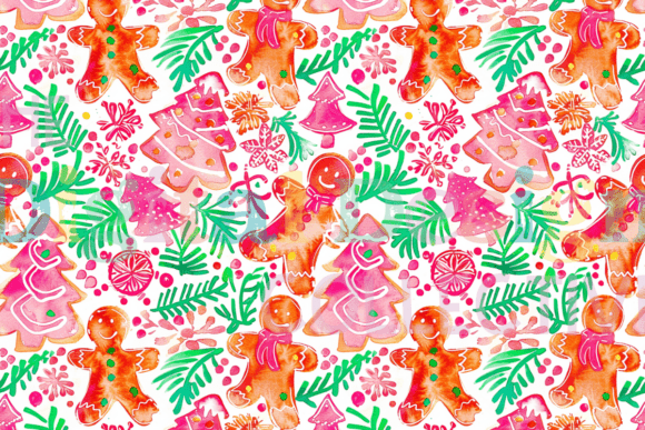 Lilly Inspired Christmas Seamless Illustrations