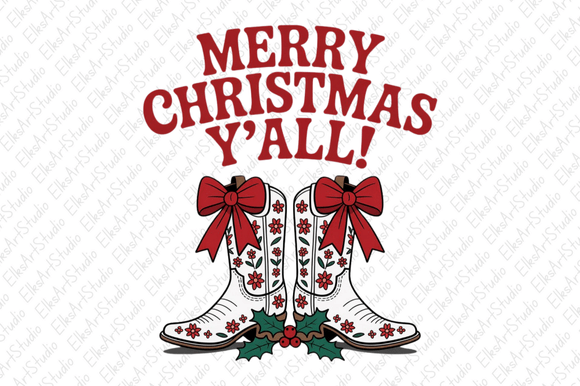 Merry Christmas Y’all PNG Sublimation Illustrations