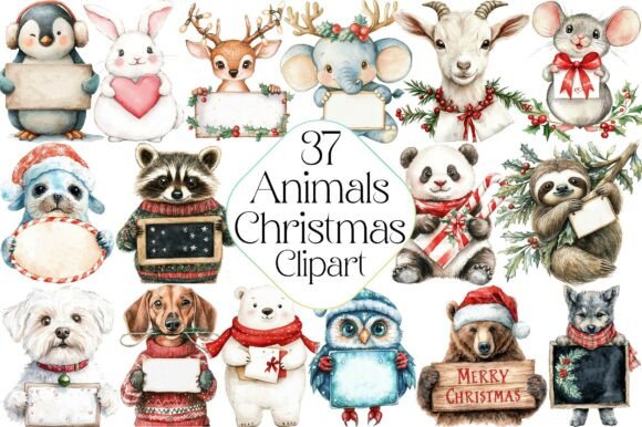 Review: Animals Holding Merry Christmas Sign Design