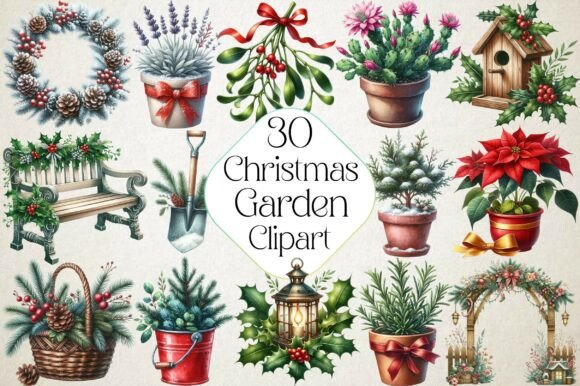 Review: Christmas Garden Watercolor Clipart Illustrations
