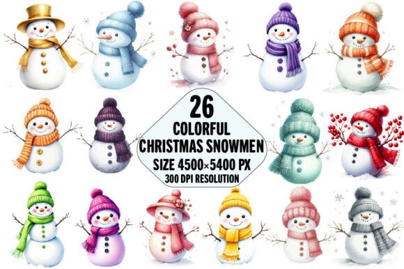 Review: Colorful Christmas Snowmen Bundle Illustrations