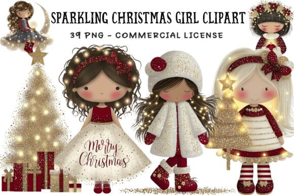 Review: Sparkling Christmas Girl Clipart Illustrations