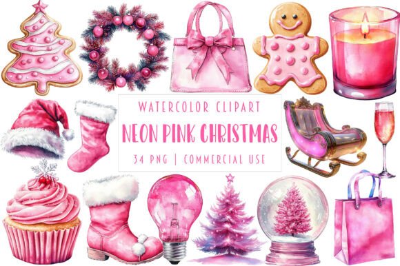 Reviewing Chic Neon Pink Christmas Clipart for Stitchers