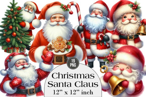 Reviewing Christmas Santa Claus Bundle Clipart Illustrations