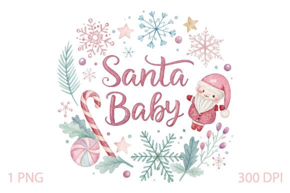 Santa Baby Sublimation PNG: Branding & Illustrations