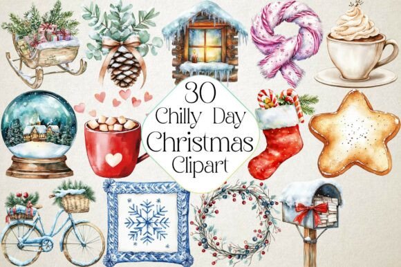 Watercolor Chilly Christmas Day Clipart: Brand Review