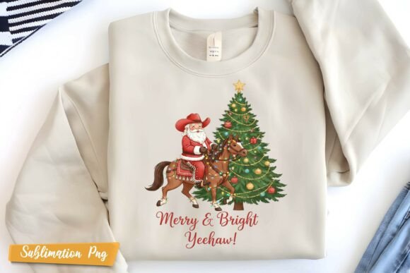 Western Christmas Png, Howdy Santa Illustrations