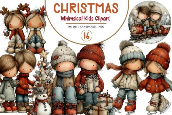 Whimsical Christmas Kids Clipart & Illustrations