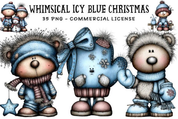 Whimsical Icy Blue Christmas Clipart Bun Review