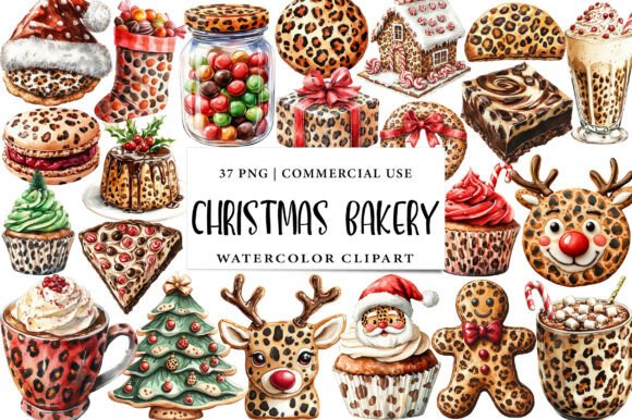 Whimsy Christmas Bakery Clipart: Festive Illustrations