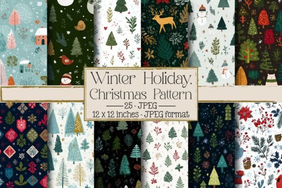 Winter Holiday, Christmas Pattern Illustrations Review